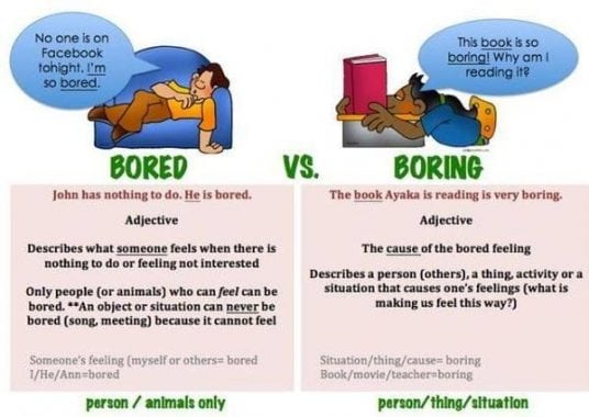  Boring vs Bored Penjelasan Dan Contoh Kalimat Dalam 